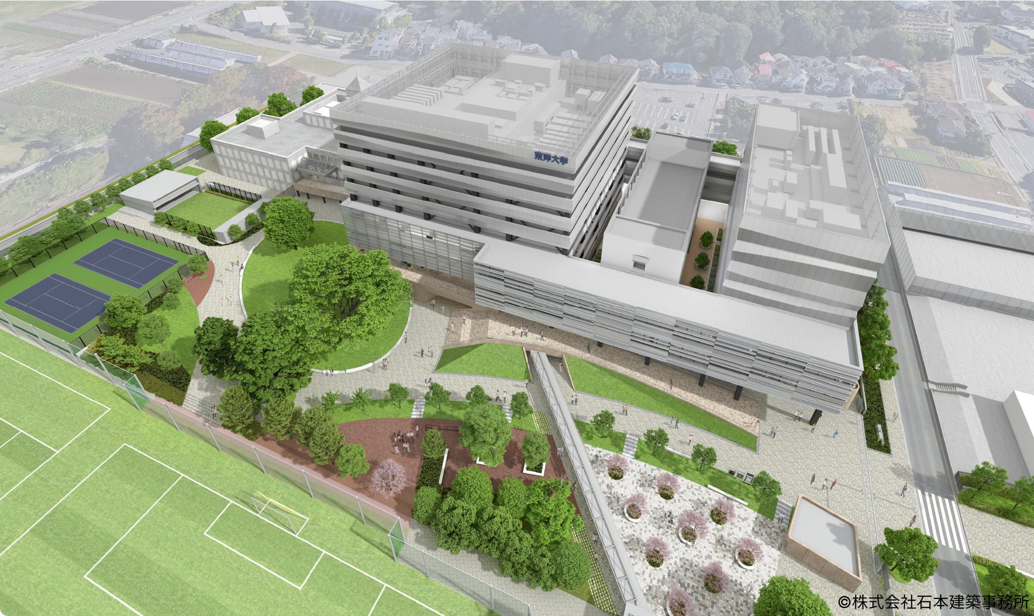 2024年竣工予定の朝霞キャンパス鳥瞰パース