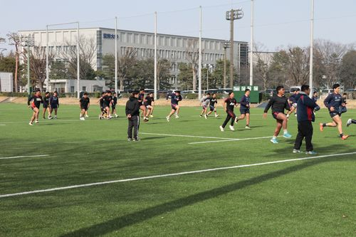 ラグビー部福永監督と日本航空高石川監督とコーチ